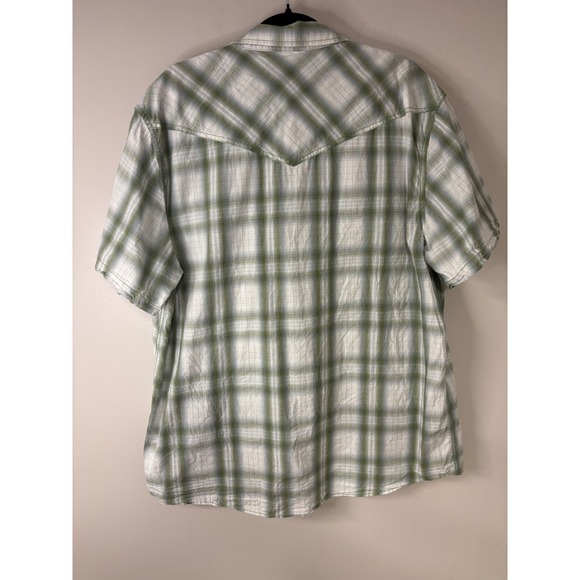Cody James Mens Short Sleeve Plaid Western Shirt Size 2XL Green White‎ - Picture 5 of 7